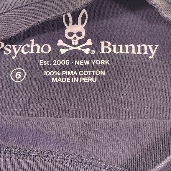 Psycho Bunny Blue Mercer Bunny Graphic Pima Cotton Crewneck T-Shirt Size 6 - Picture 4 of 9